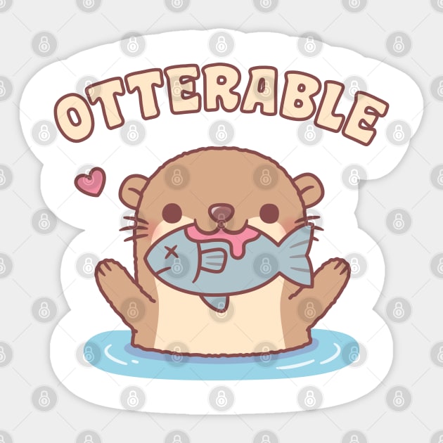 Cute Otter With Fish Otterable Funny Sticker by rustydoodle